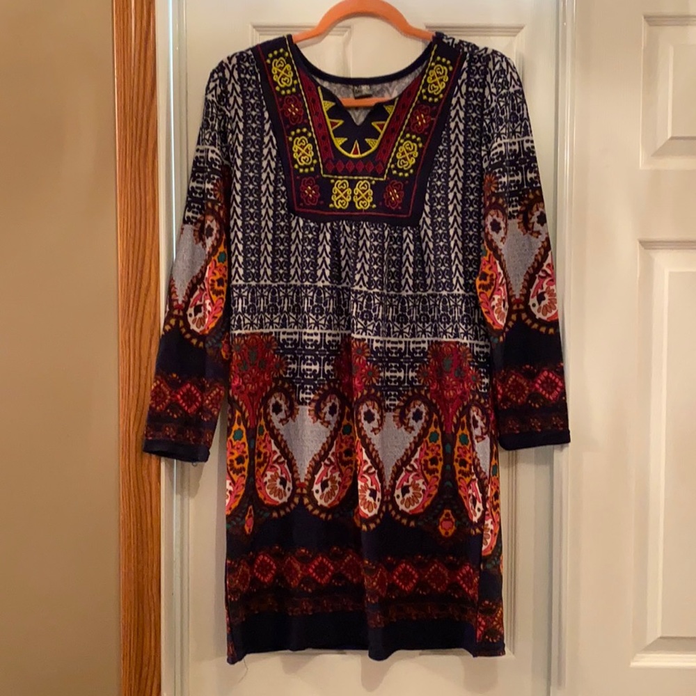 Navy Blue Print Dress